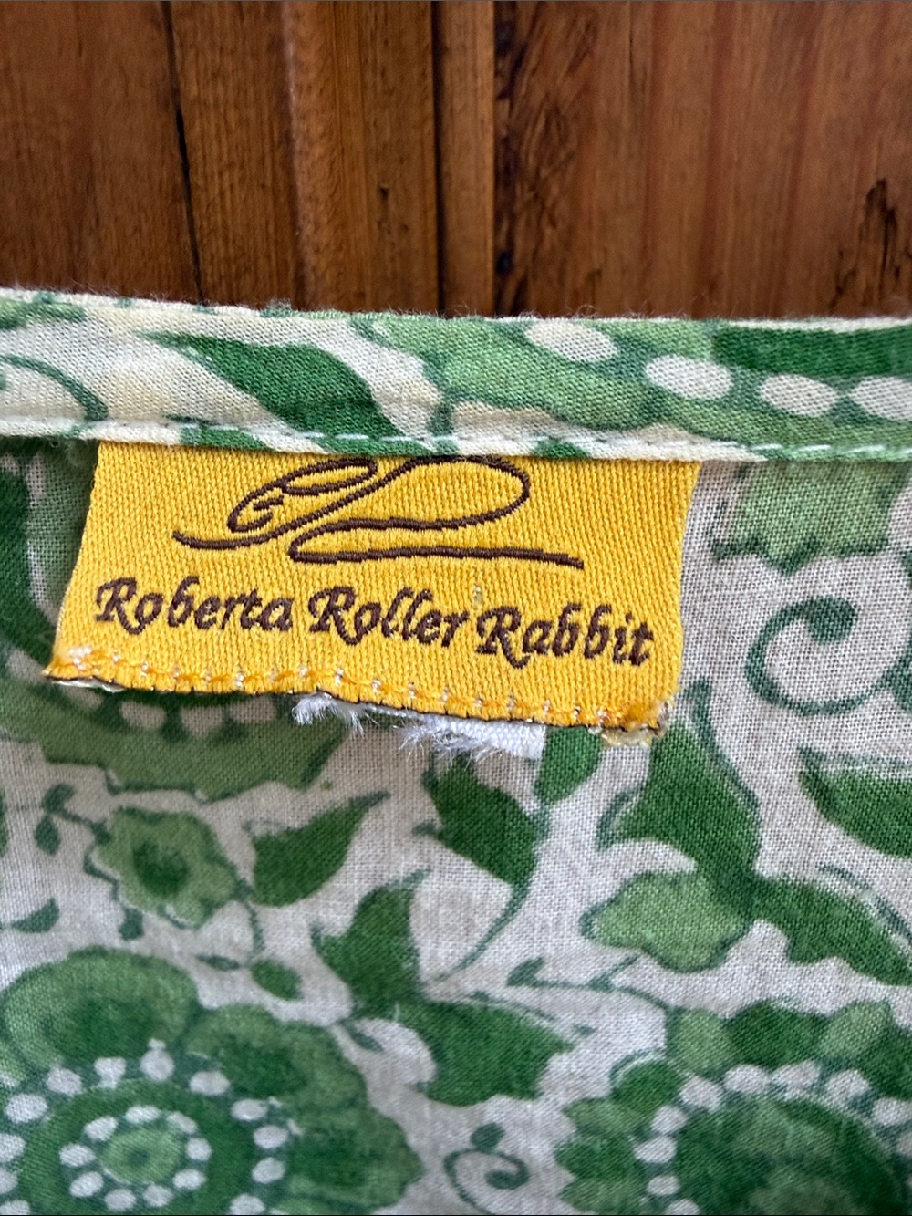 Roberta Roller Rabbit Green and White Paisley V-Neck Tunic size medium - Picture 2 of 4